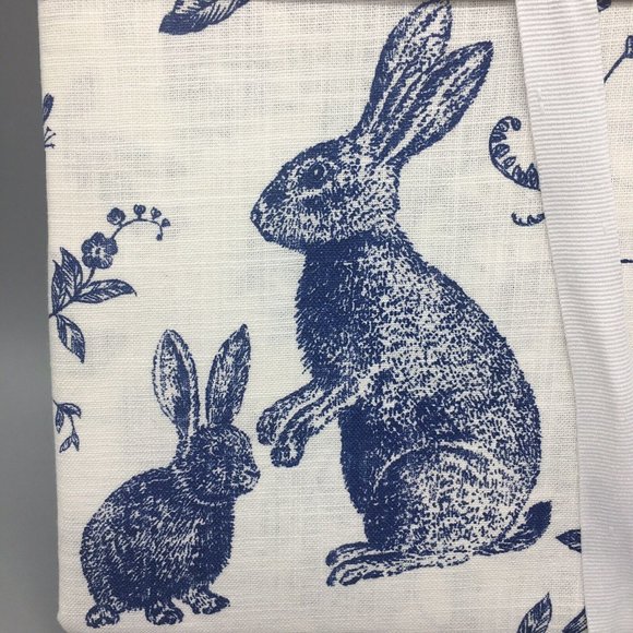 Rachel Ashwell Easter Blue Bunny Rabbit Toile 70” R Tablecloth Cloth Farmhouse - Picture 4 of 11